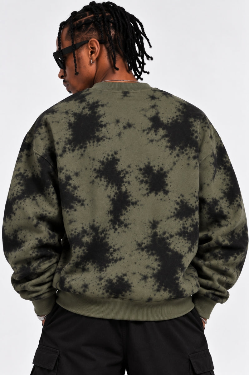 FitMe Clothing Tie Dye Heavyweight Military Green Sweater