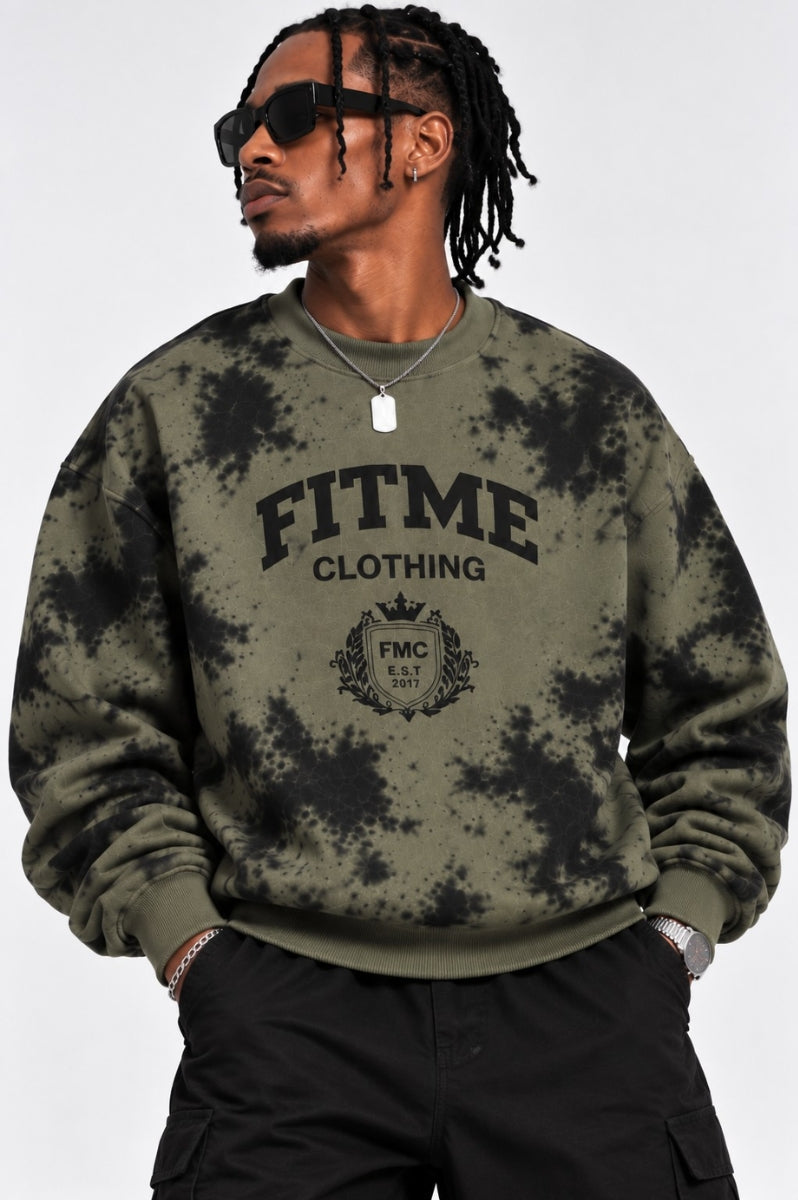 FitMe Clothing Tie Dye Heavyweight Military Green Sweater