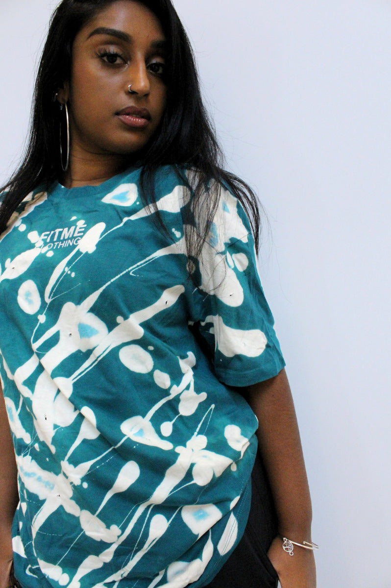 'FLARE' Oversized Distressed Peacock Green T-Shirt