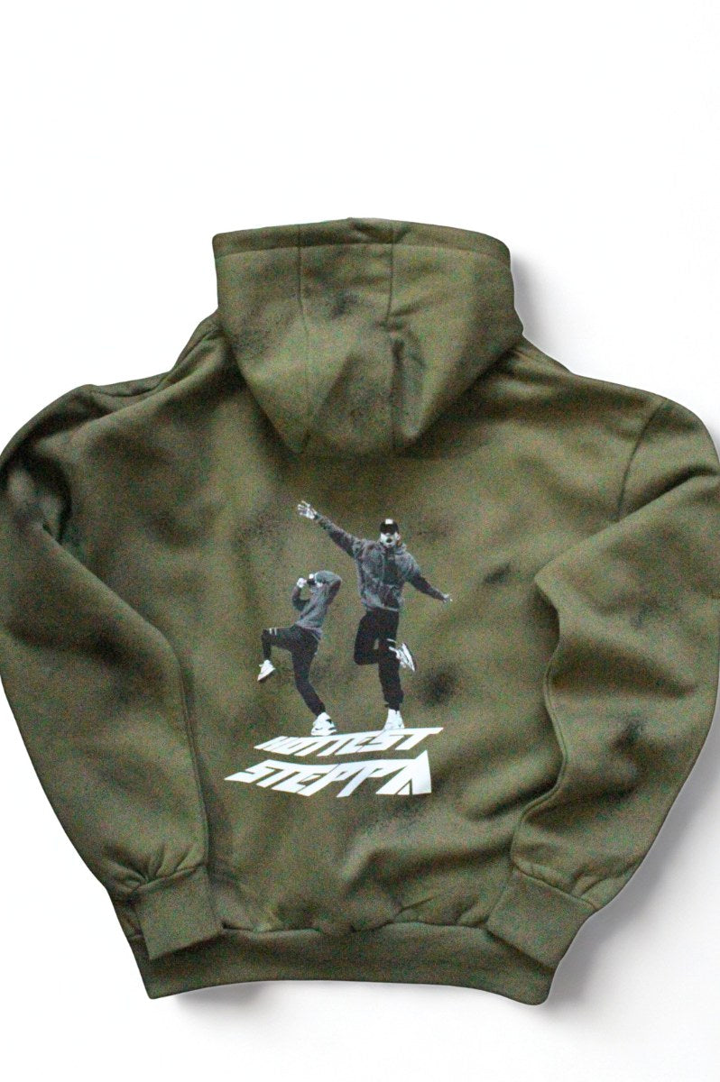 Hottest Steppa – Oversized Heavyweight Double-Zip Khaki Green Hoodie - FitMe Clothing