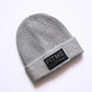 Light Grey Black Patch Logo Beanie