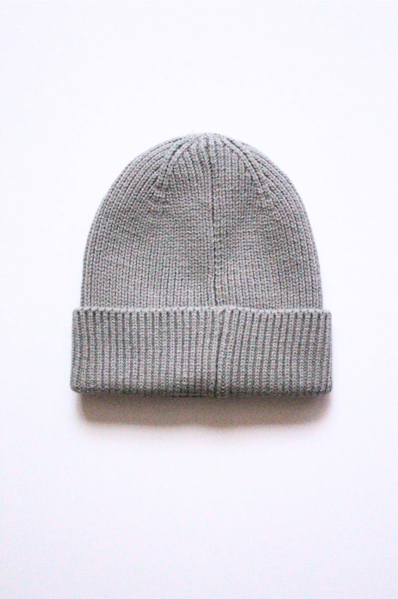 Light Grey Black Patch Logo Beanie