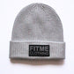 Light Grey Black Patch Logo Beanie