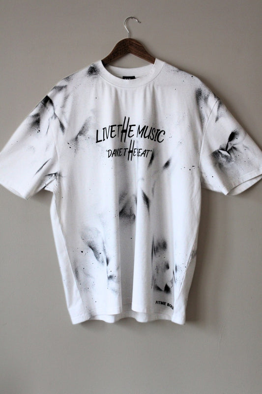 'Live The Music' White Relaxed T-Shirt