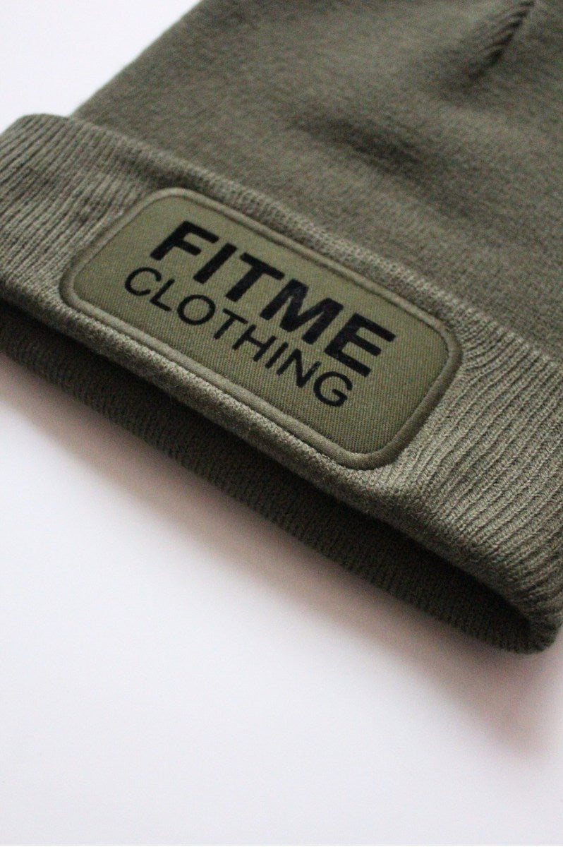 Olive Green Logo Patch Beanie