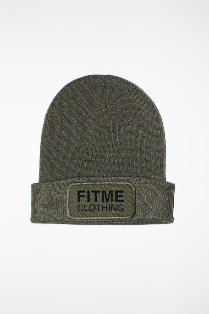 Olive Green Logo Patch Beanie