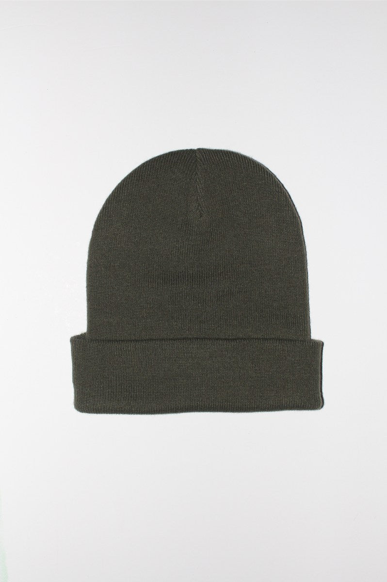 Olive Green Logo Patch Beanie