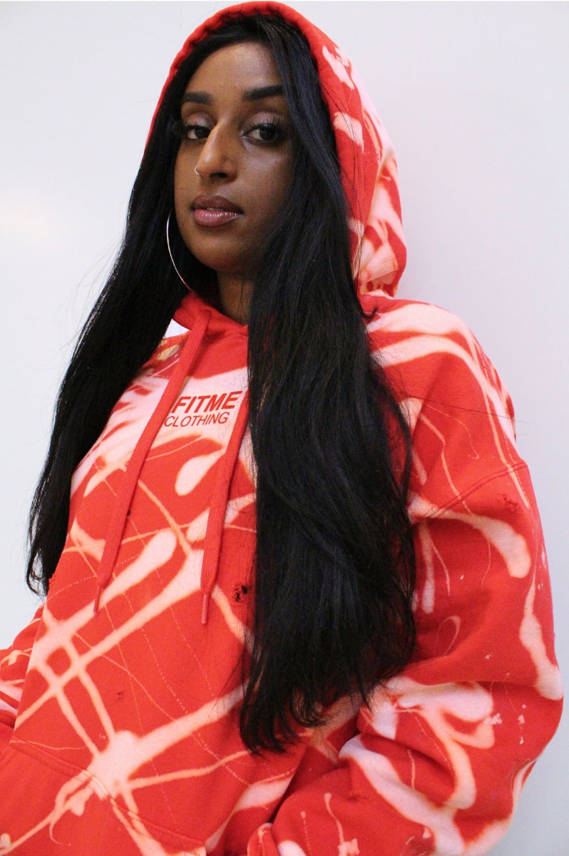 'FLARE' Red Distressed Unisex Hoodie