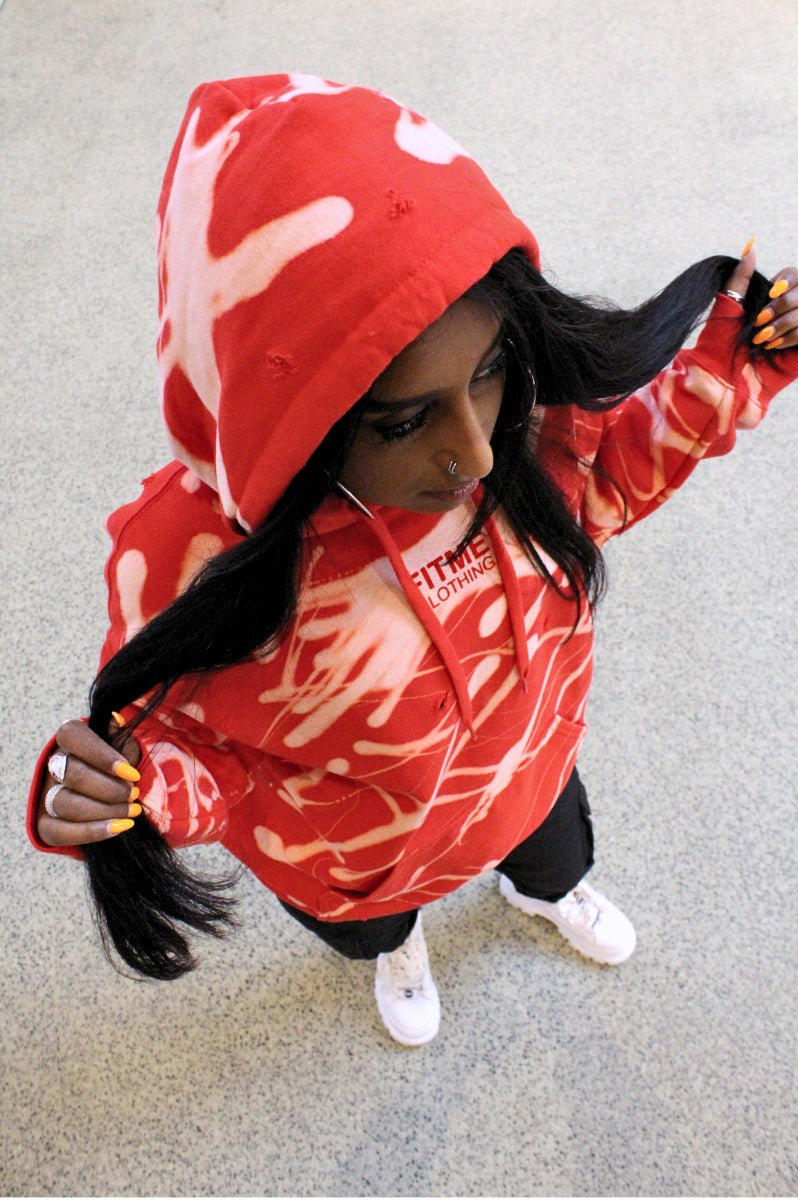 'FLARE' Red Distressed Unisex Hoodie