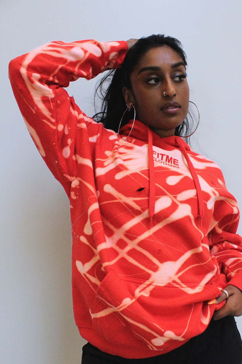 'FLARE' Red Distressed Unisex Hoodie