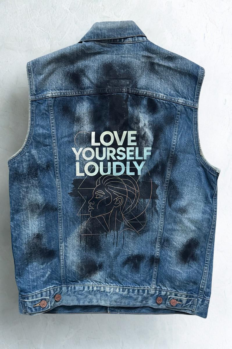 Upcycled Levi's x FitMe Sleeveless Denim Jacket - Love Yourself Loudly