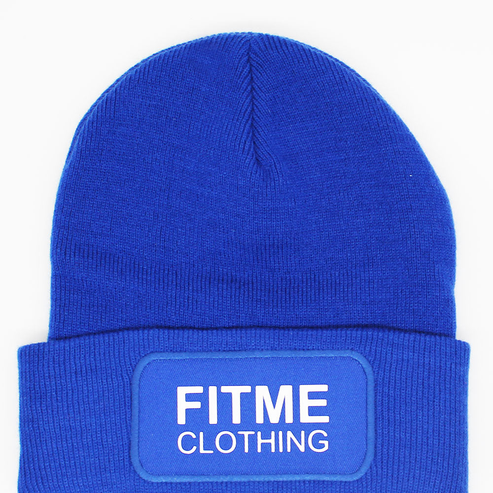 Royal Blue Logo Patch Beanie - FitMe Clothing