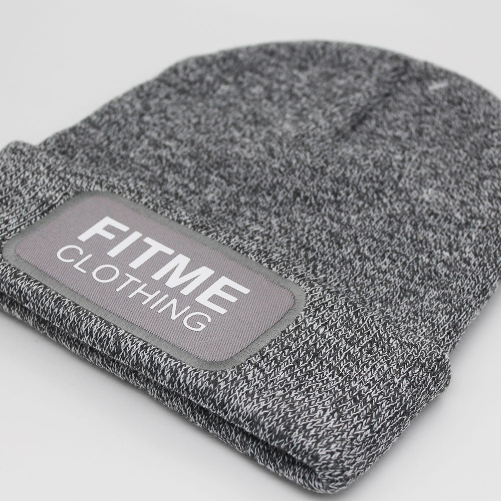 Heather Grey Logo Patch Beanie - FitMe Clothing