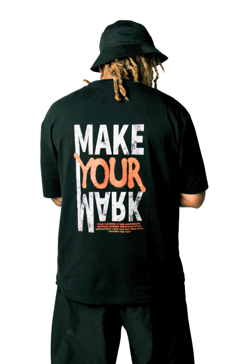 'It's Time' Oversize Men's Black T Shirt