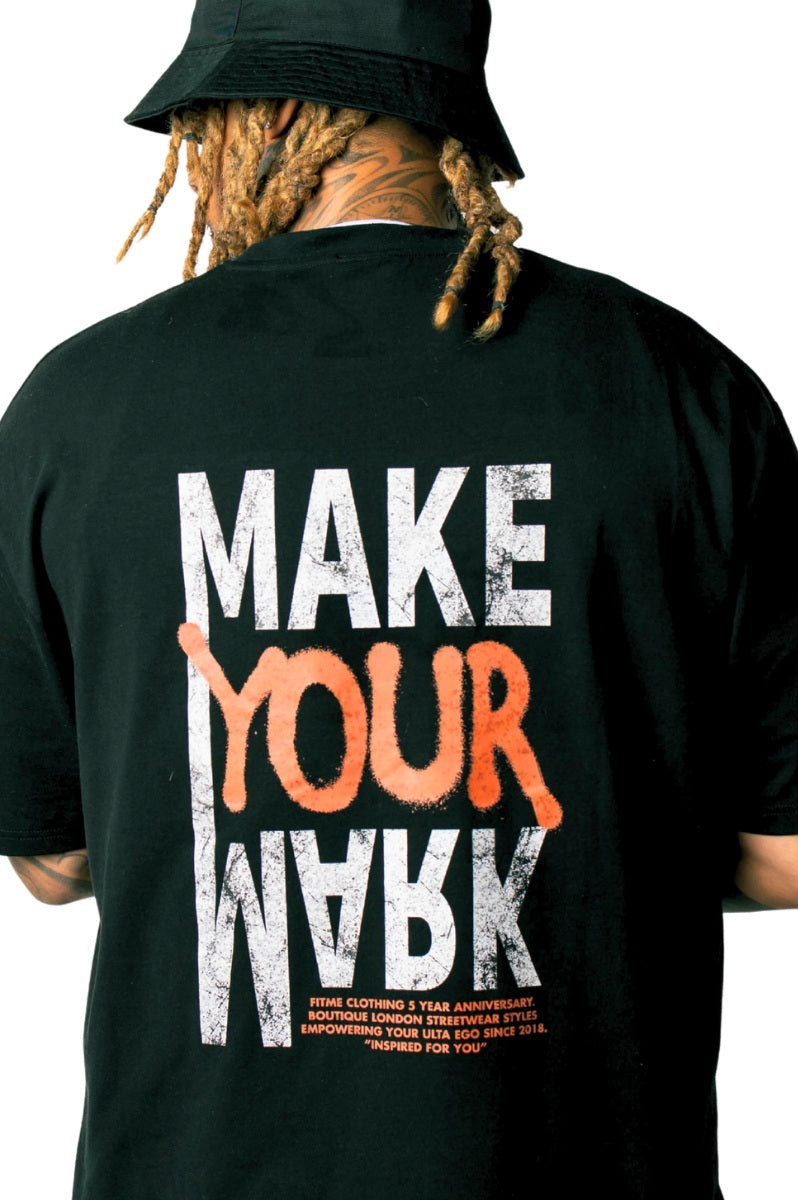 'It's Time' Oversize Men's Black T Shirt