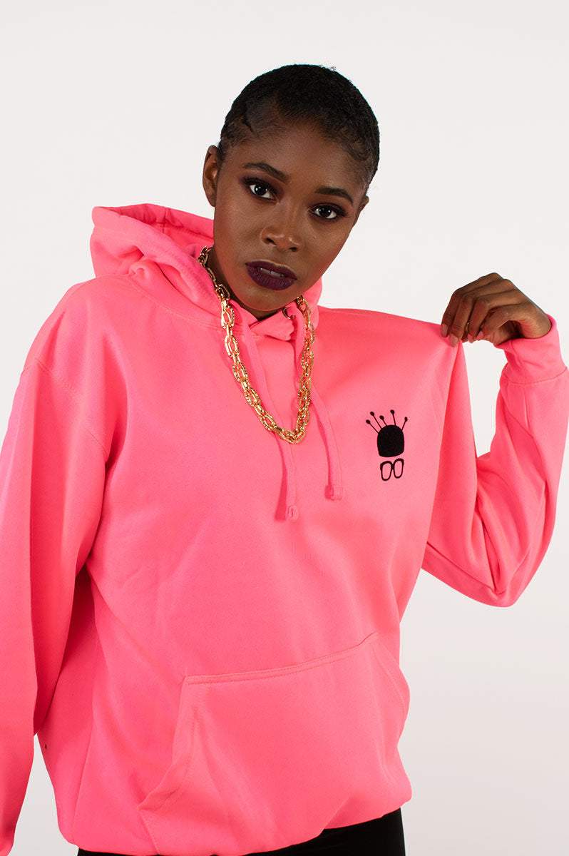 Nerd Head Pink Neon Hoodie - FitMe Clothing
