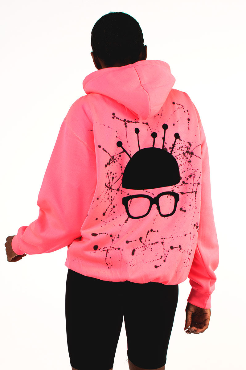 Nerd Head Pink Neon Hoodie - FitMe Clothing