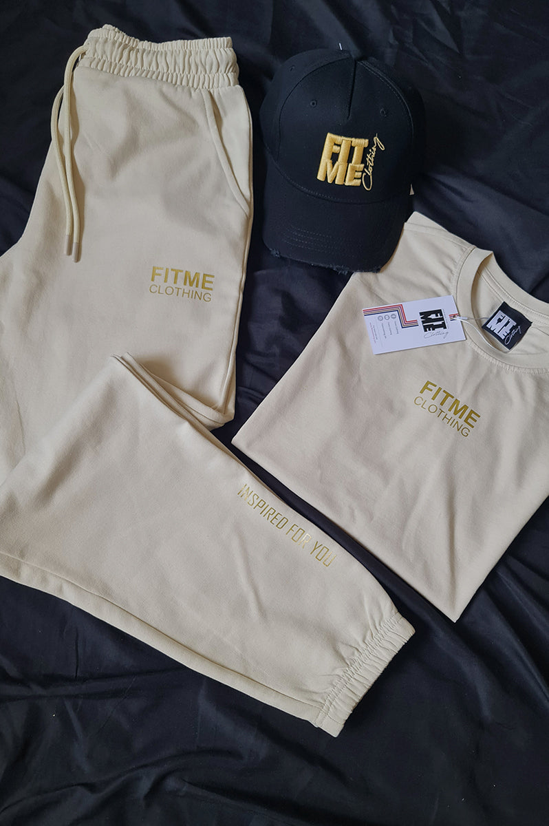 Sand FitMe Generation T-Shirt & Joggers Tracksuit Set - FitMe Clothing
