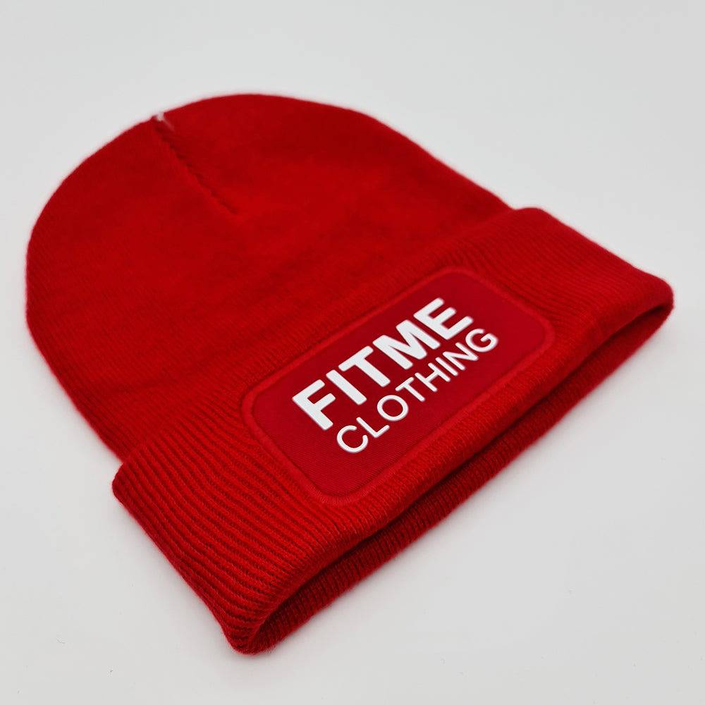Red Logo Patch Beanie - FitMe Clothing