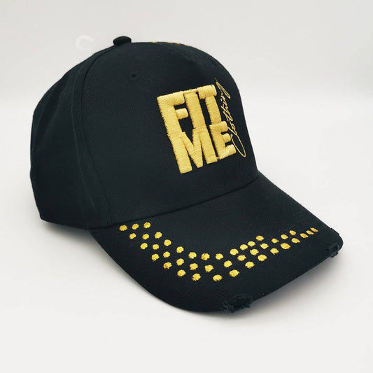 Custom Black And Gold Distressed Cap - FitMe Clothing