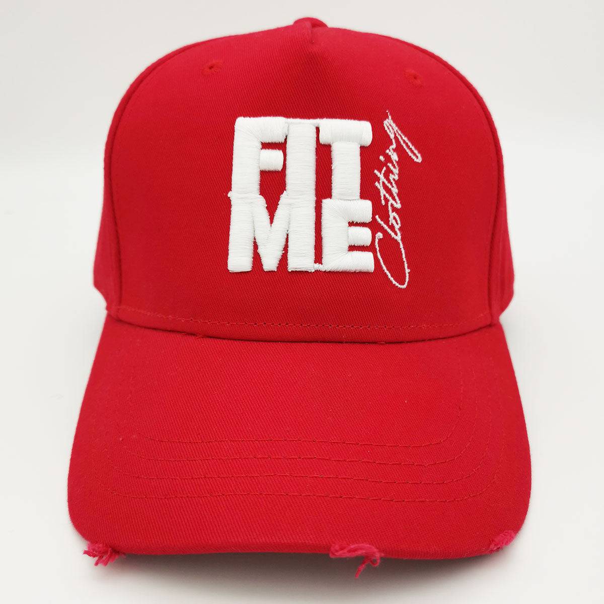 Red Distressed Logo Cap - FitMe Clothing