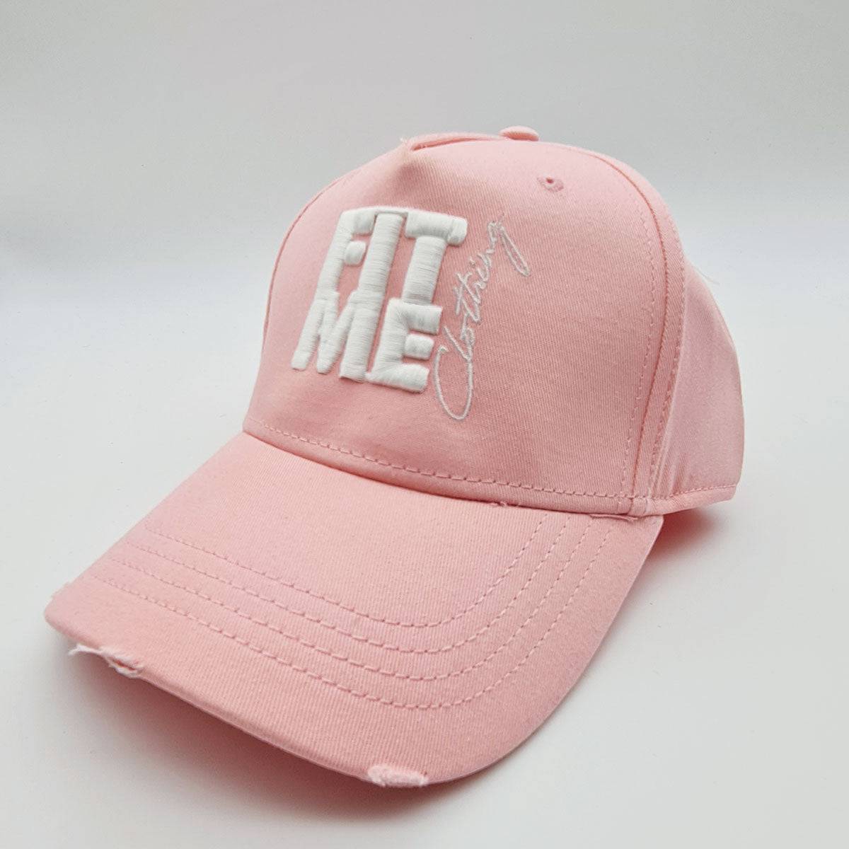 Soft Pink Distressed Logo Cap - FitMe Clothing