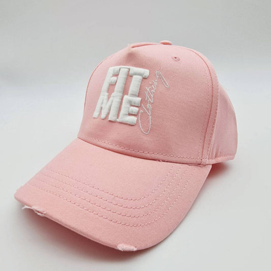 Soft Pink Distressed Logo Cap - FitMe Clothing