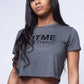 Dark Grey Signature Cropped Flowy T-Shirt - FitMe Clothing