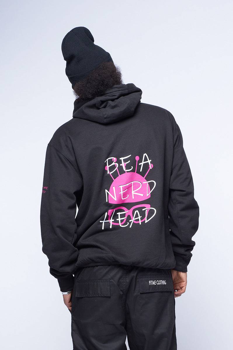 'Be A Nerd Head' Black Hoodie - FitMe Clothing