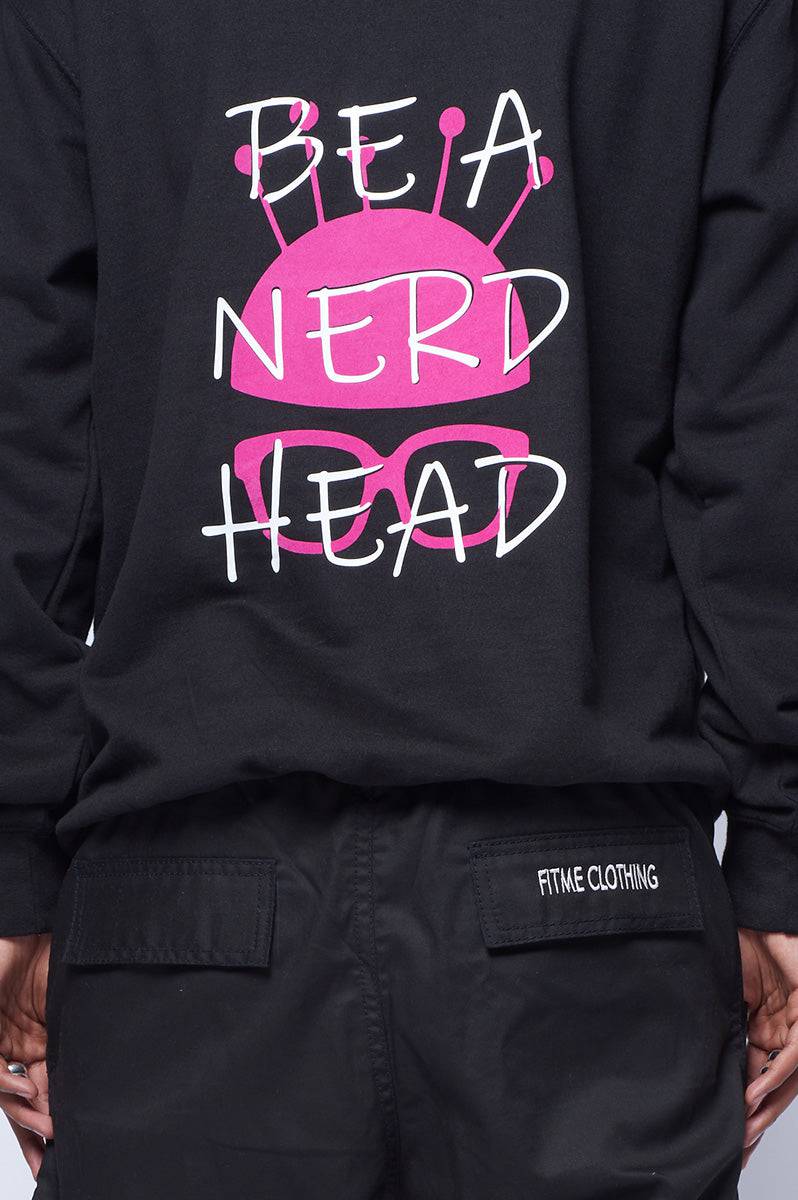 'Be A Nerd Head' Black Hoodie - FitMe Clothing