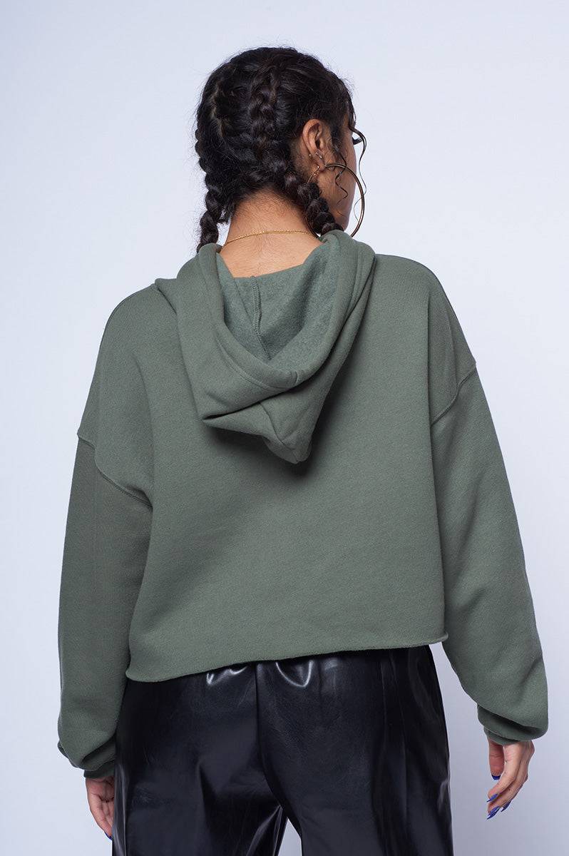 Women's Military Green Cropped Hoodie - FitMe Clothing