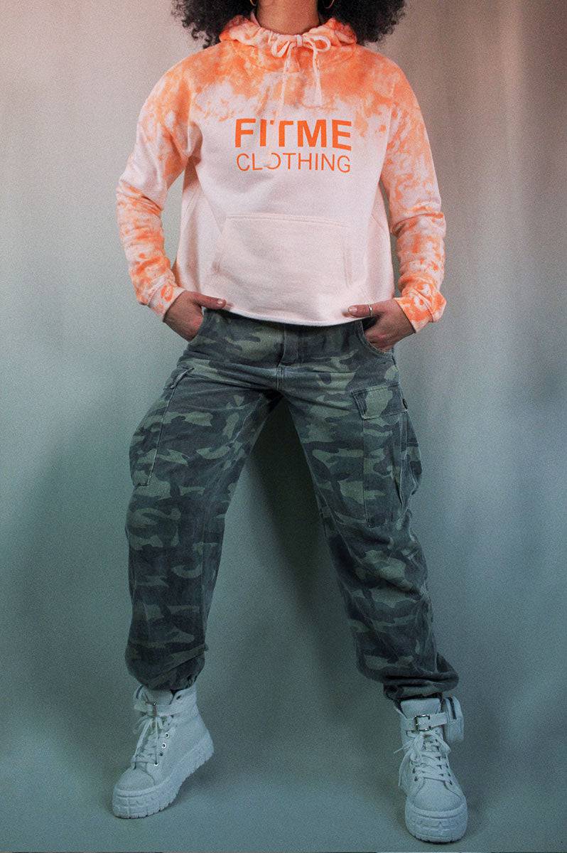 Orange Tie Dye Cropped Custom Hoodie - FitMe Clothing