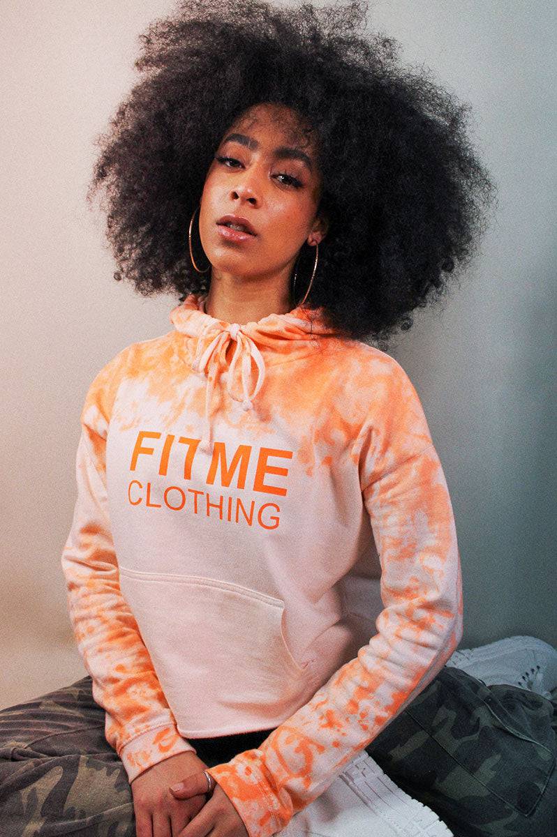 Orange Tie Dye Cropped Custom Hoodie - FitMe Clothing