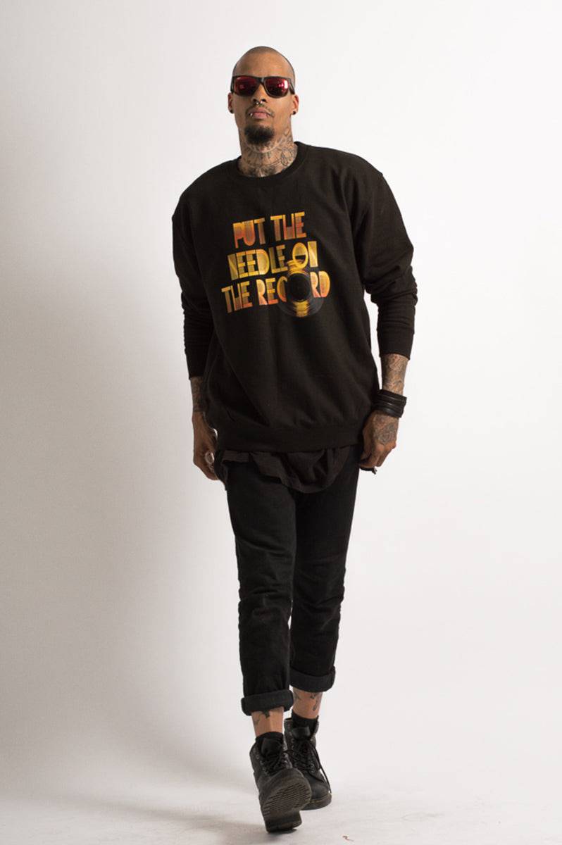 Unisex 'Needle On The Record' Black Sweater - FitMe Clothing