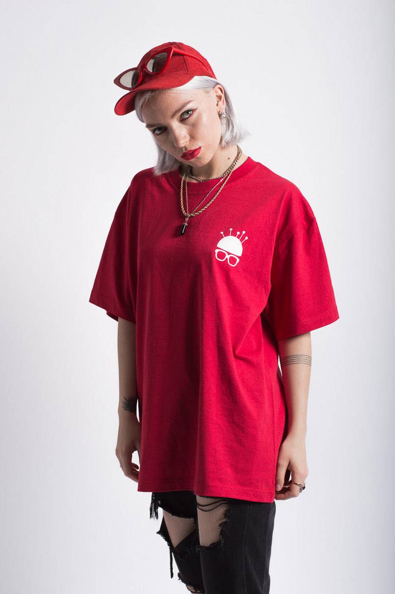Unisex Nerd Head Red T-Shirt - FitMe Clothing
