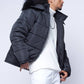 Black Reflective Hooded Puffer Jacket - FitMe Clothing