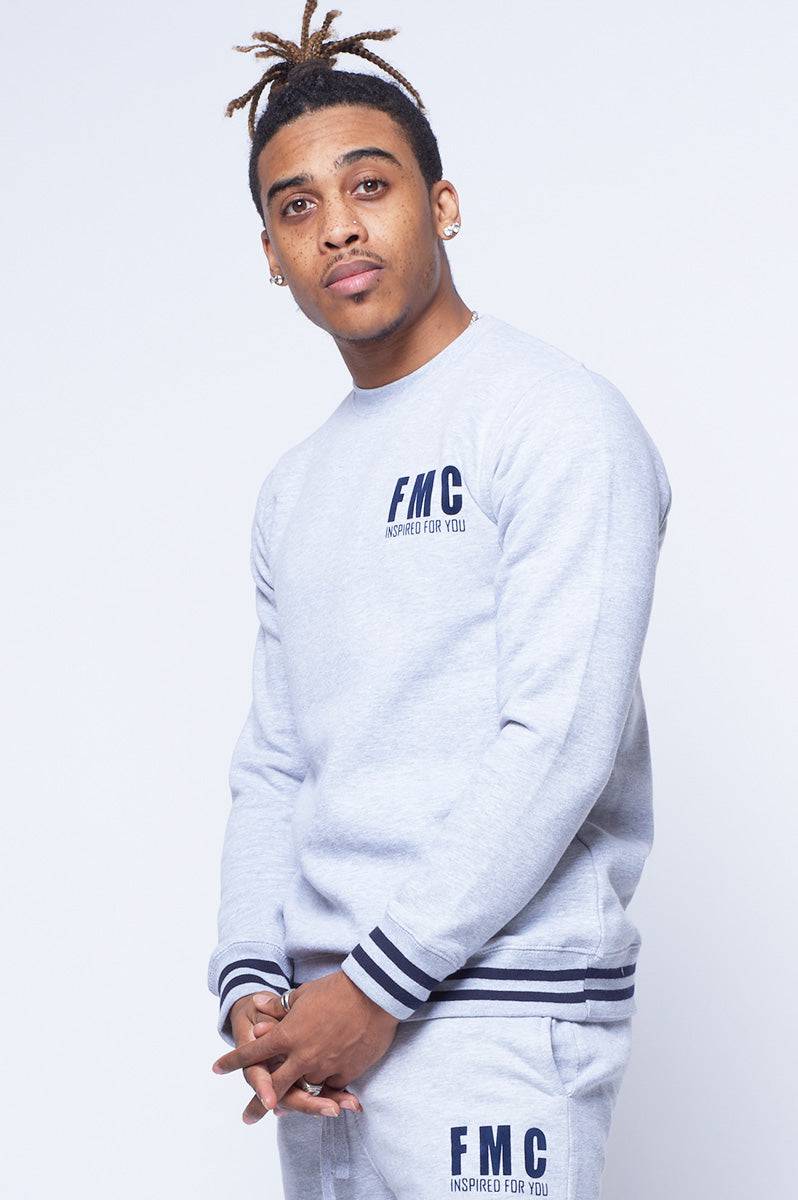 FMC Grey Stripe Cuff Sweater - FitMe Clothing