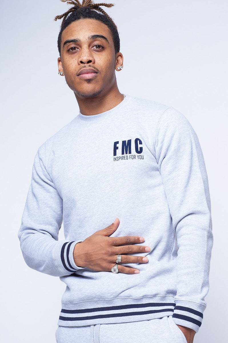FMC Grey Stripe Cuff Sweater - FitMe Clothing