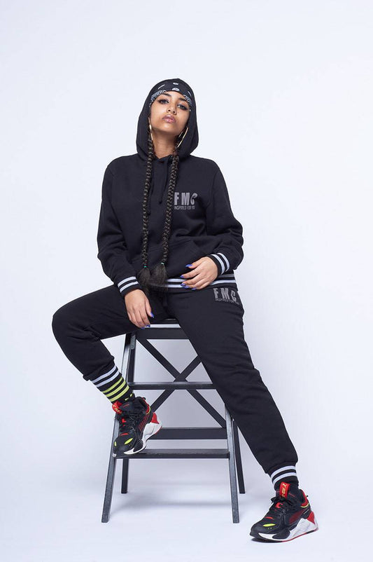 FMC Black Stripe Cuff Hooded Tracksuit - FitMe Clothing