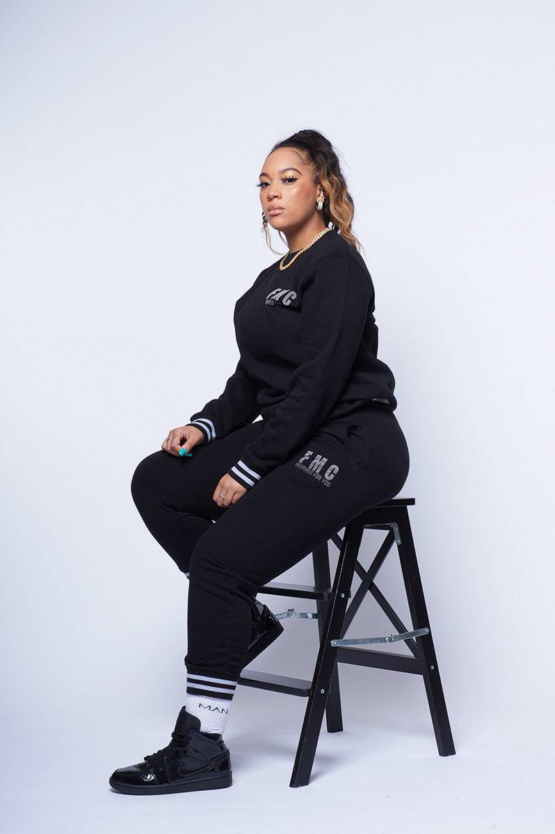 FMC Black Stripe Cuff Sweater Tracksuit - FitMe Clothing