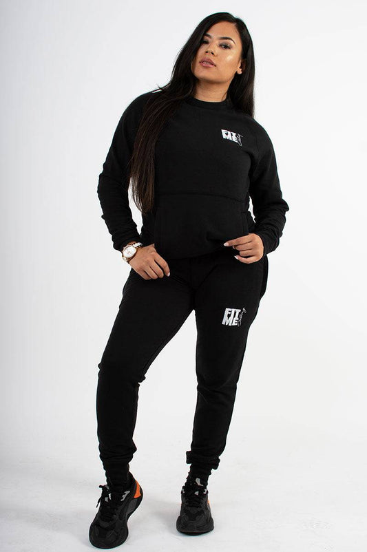 Unisex Black Logo Sweater Tracksuit - FitMe Clothing