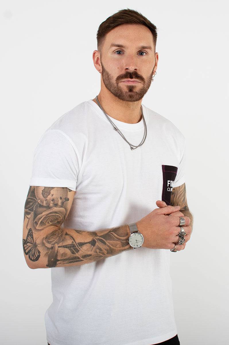 Black Patch Pocket White T-Shirt - FitMe Clothing