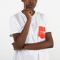 Orange Patch Pocket White T-Shirt - FitMe Clothing