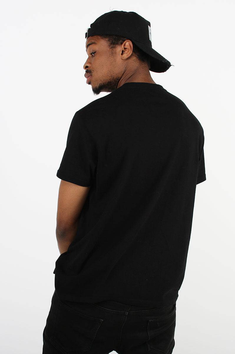 Yellow Patch Pocket Black T-Shirt - FitMe Clothing